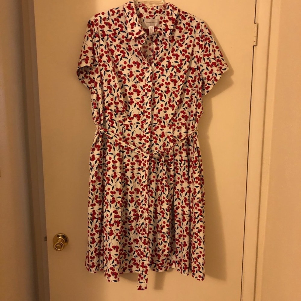 Donna Morgan cherry print shirtdress, size 22W